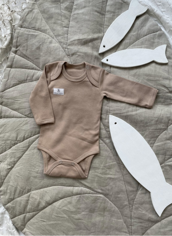 Боди длинный рукав Тауп грей 