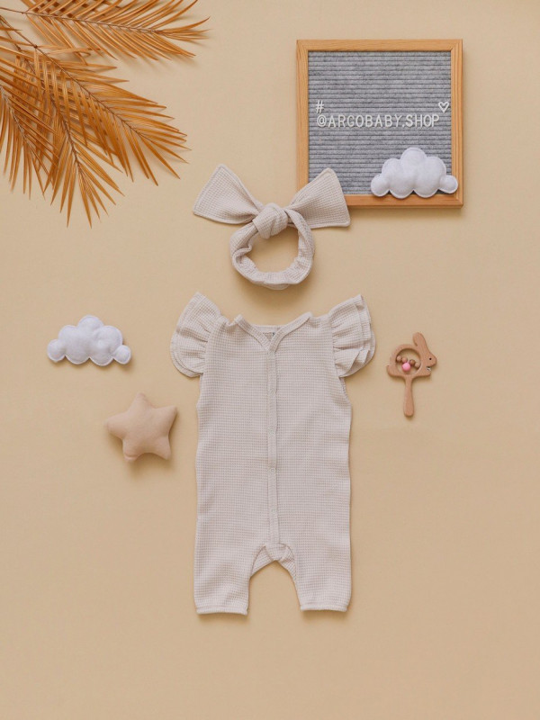 Комбинезон вафелька с крылышками + солоха Молочный 