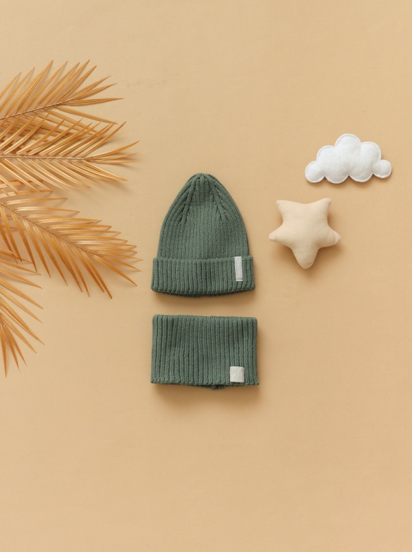 Шапочка тыковка со снудом Зелёный 