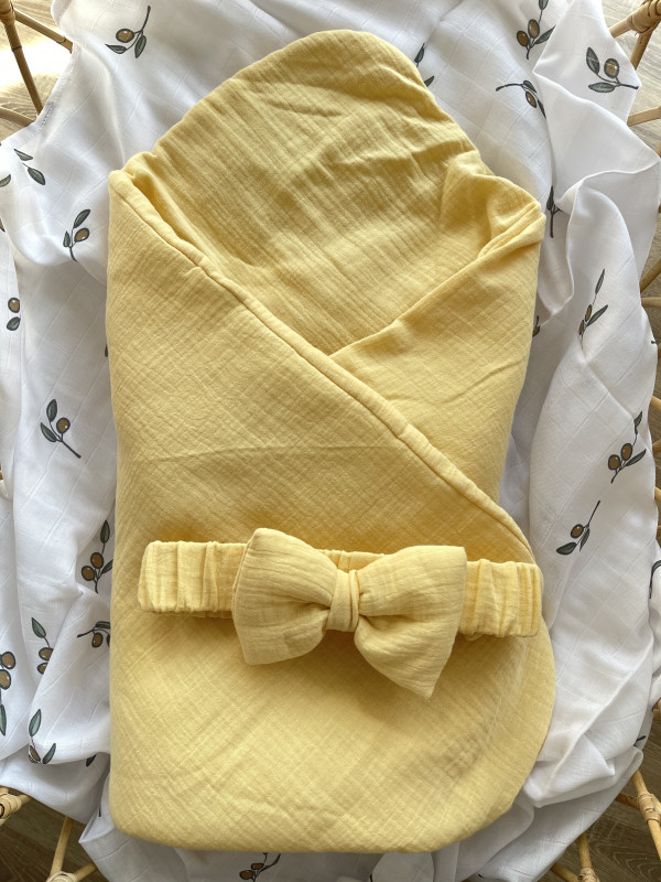 Конверт-одеяло с бантом "Жатка" Желтый 