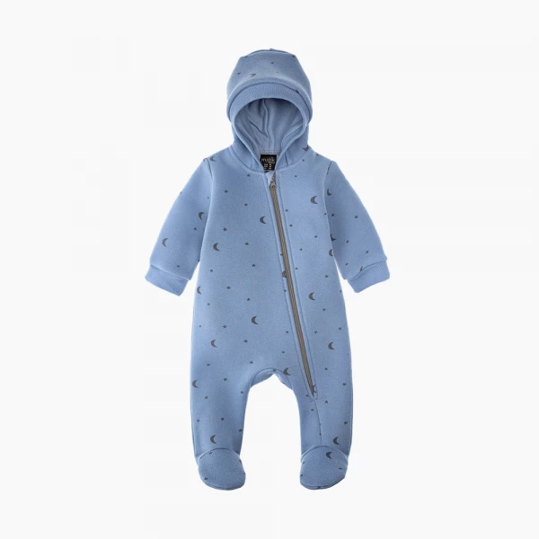Утеплённый комбинезон с капюшоном Mjölk Blue Shadow Moons, с закрытой ножкой