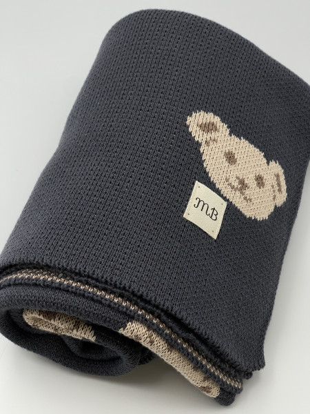 Плед мишки из 100% органического хлопка 105*85см Антрацитовый