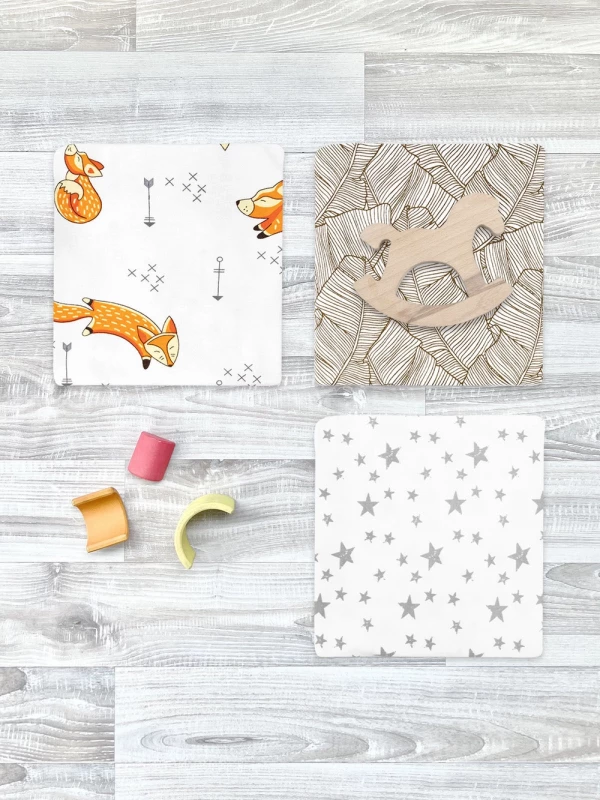 Сет из 3х пелёнок Mjölk Лисички/Palm Tree/Звёзды 80* 80 см