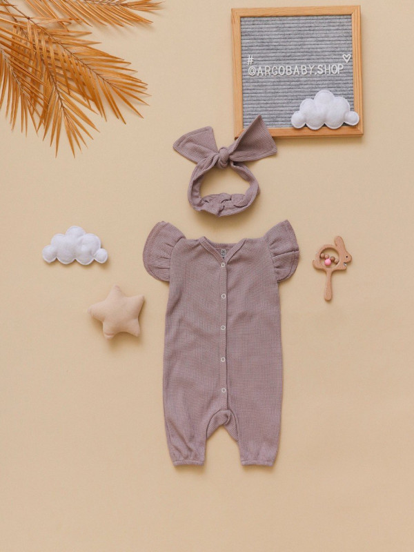 Комбинезон вафелька с крылышками + солоха Сиреневый