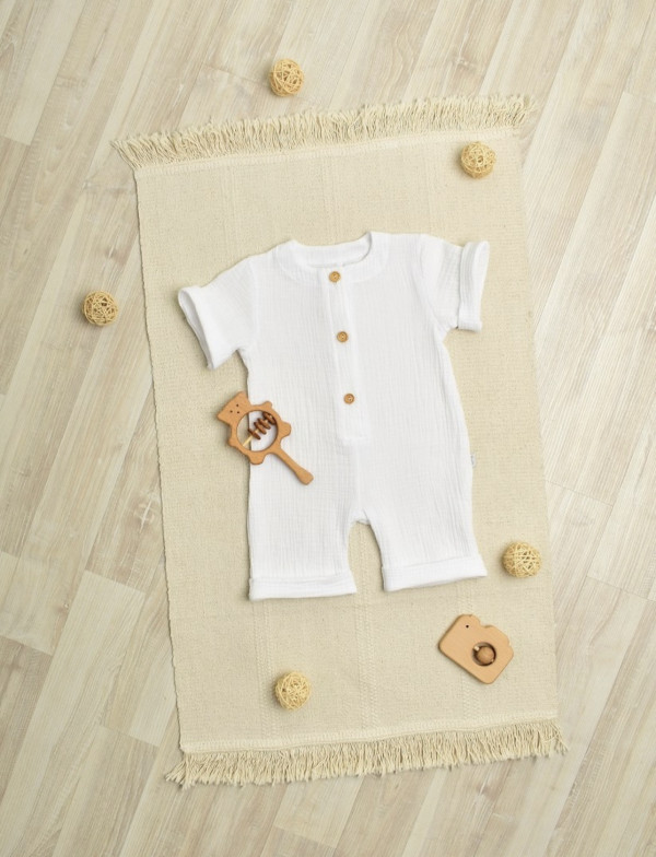 Комбинезон на пуговицах муслин Белый 