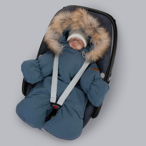 Комбинезон-трансформер "Вельвет", с опушкой, с отворотами, 3 сезона, деним