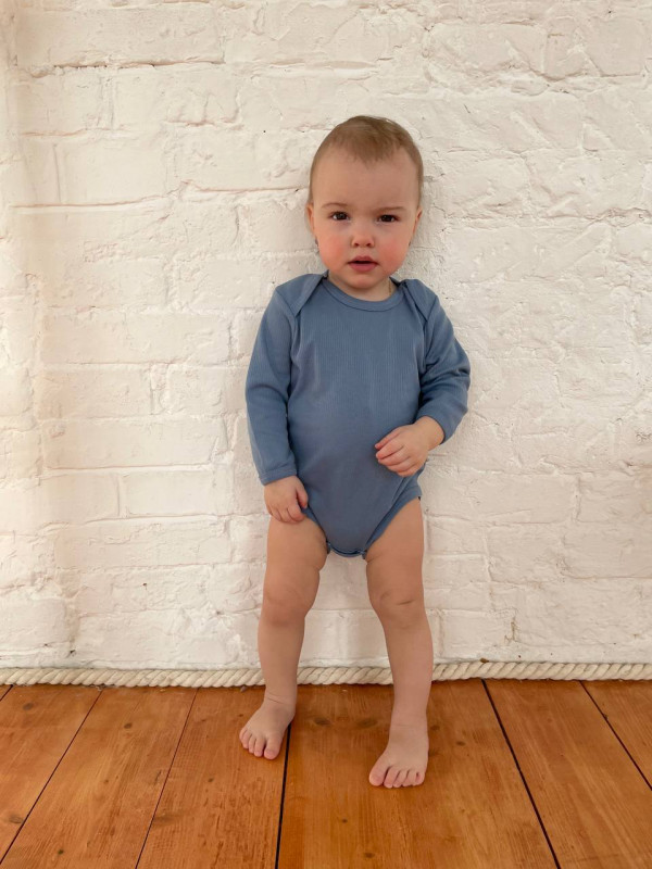 Боди длинный рукав Рибби Серо-голубой