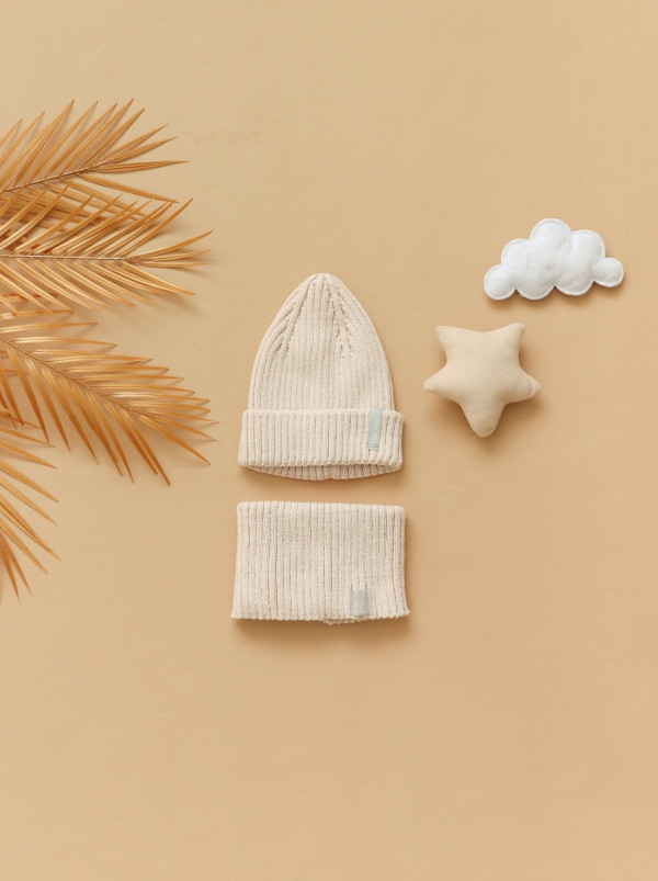  Шапочка тыковка со снудом Бежевый 