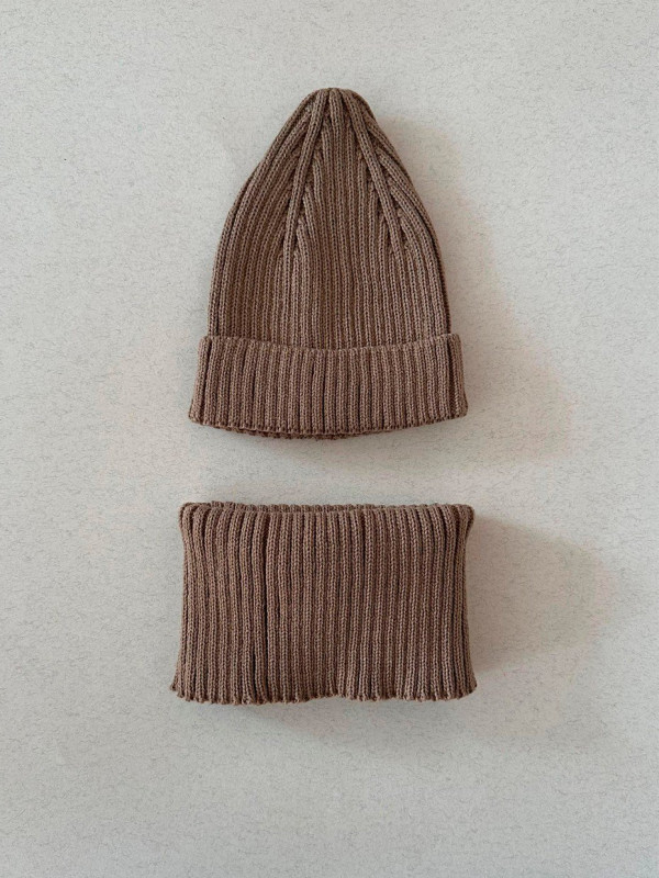 Шапочка тыковка со снудом Шоколадный 