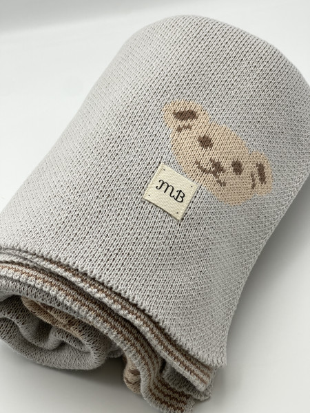 Плед мишки из 100% органического хлопка 105*85см Стальной 