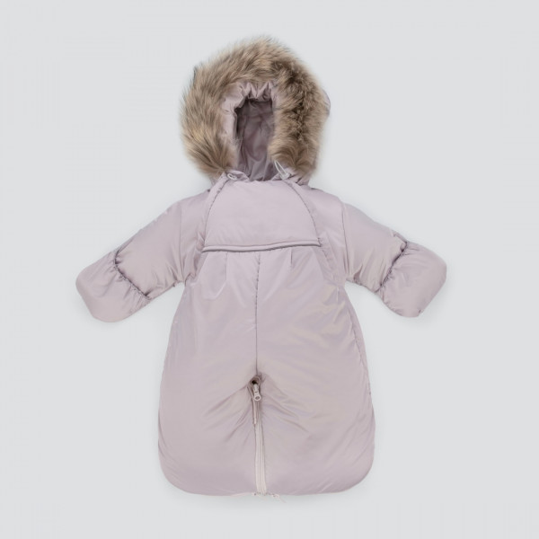 Комбинезон-трансформер "Новый Орсетто", с опушкой, с отворотами, 3 сезона,серо-розовый 