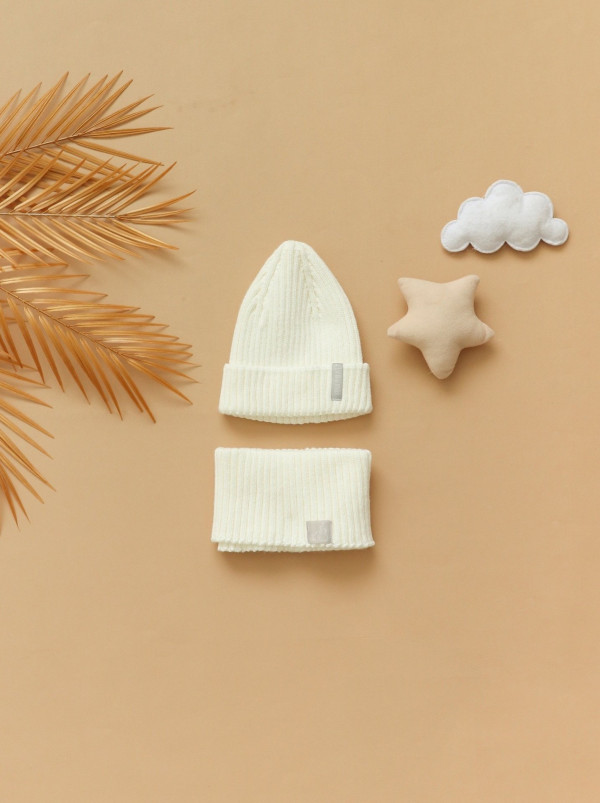 Шапочка тыковка со снудом Молочный 