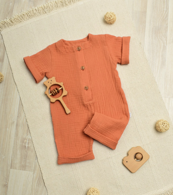 Комбинезон на пуговицах муслин Оранжевый 