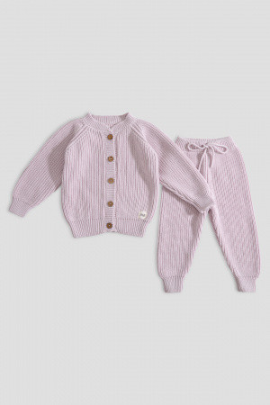  Комплект кардиган и штаны (хлопок) Лавандовый