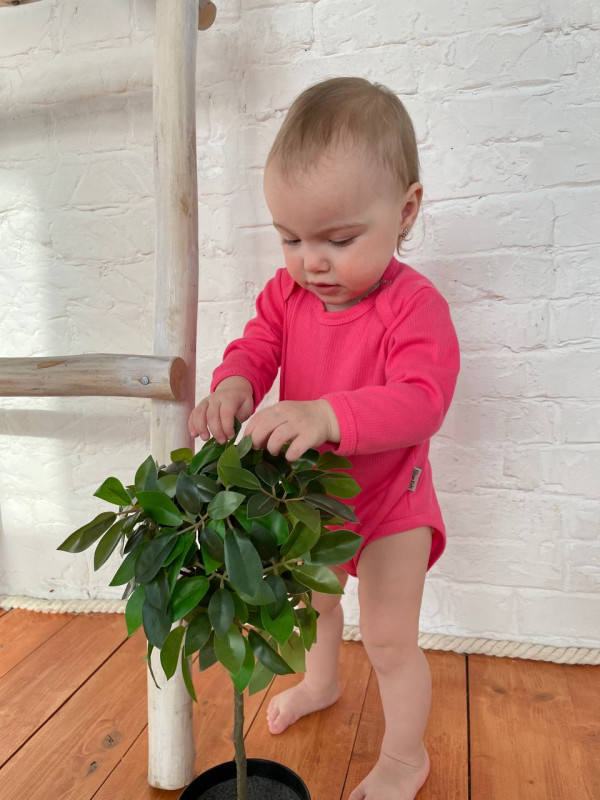 Боди длинный рукав Рибби Фуксия 