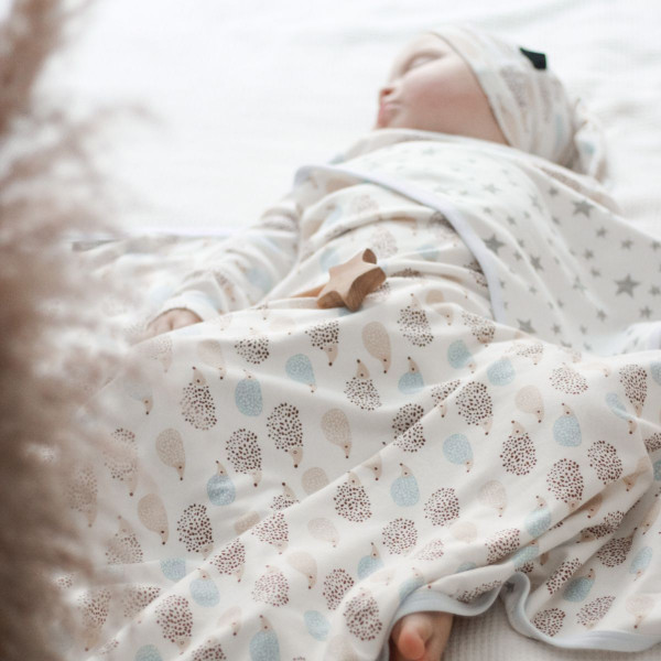 Двусторонний плед Mjölk Ёжики на экрю 80*80 см