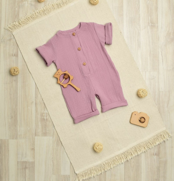 Комбинезон на пуговицах муслин Пудра 