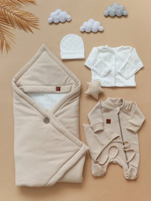 Комплект на выписку (Футер) Бежевый 