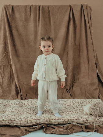 Комплект кардиган и штаны (хлопок) Молочный 