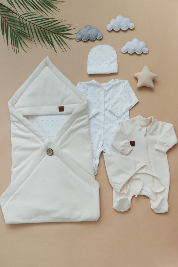 Комплект на выписку (Футер) Молочный