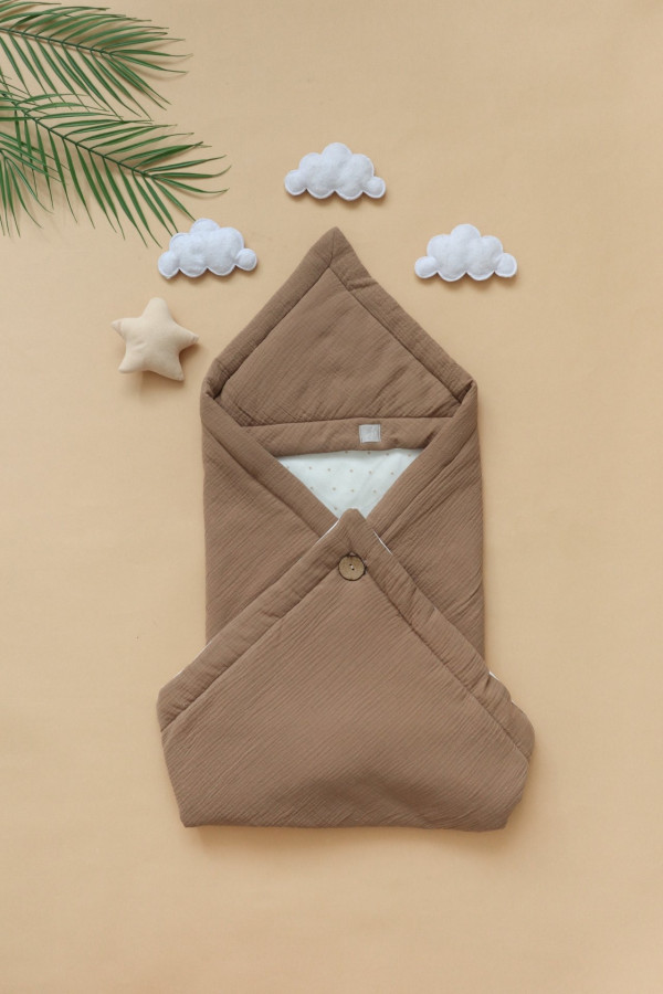 Конверт из муслина на пуговице Шоколадный 