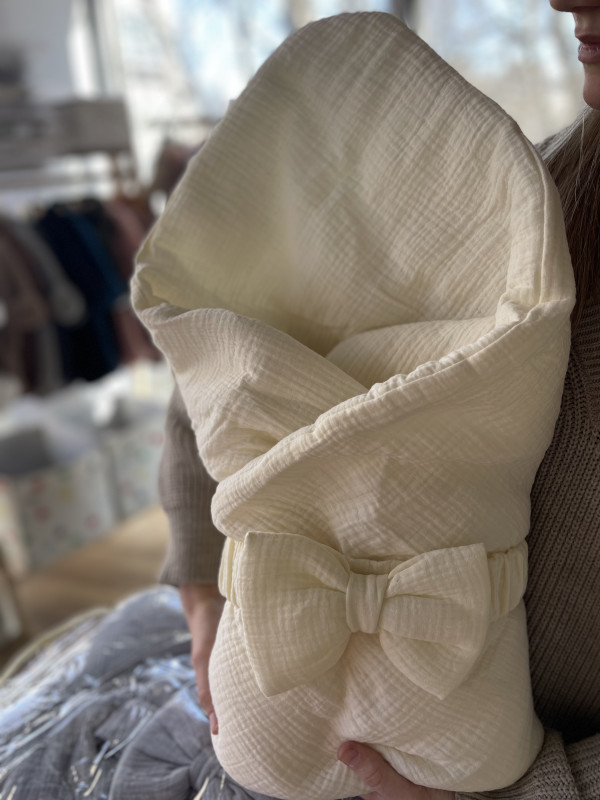 Конверт-одеяло с бантом Жатка Айвори 