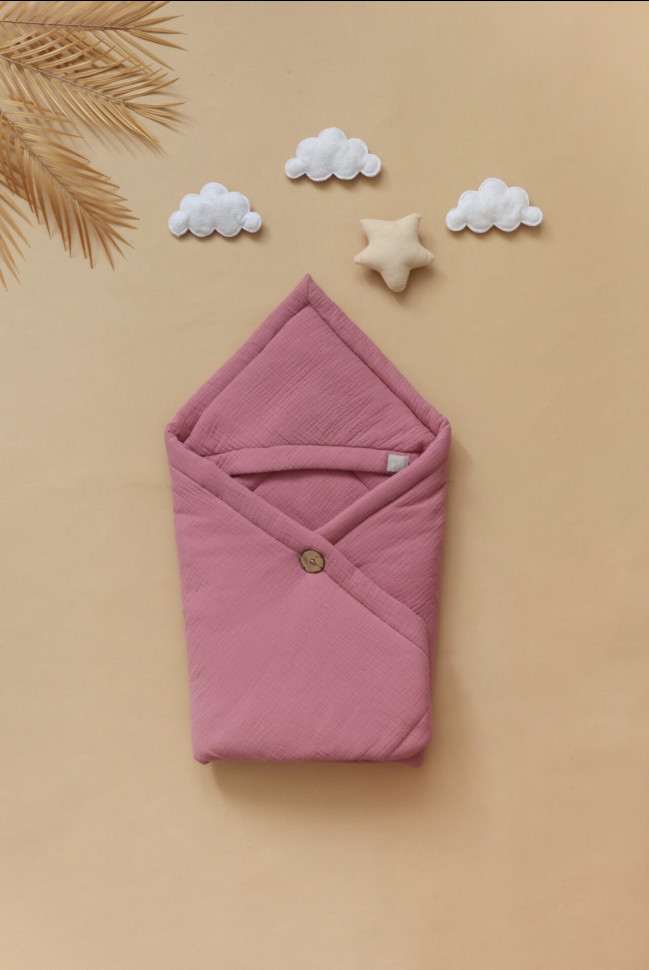 Конверт из муслина на пуговице Брусничный 