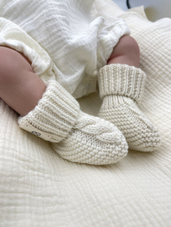 Пинетки коса из меринос-кашемира Молочный 