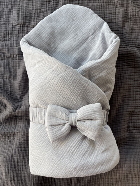  Конверт-одеяло с бантом Жатка Нежно-голубой 