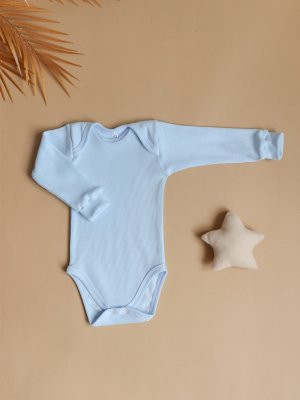 Боди с длинным рукавом (кашкорсе) Небесно-голубой