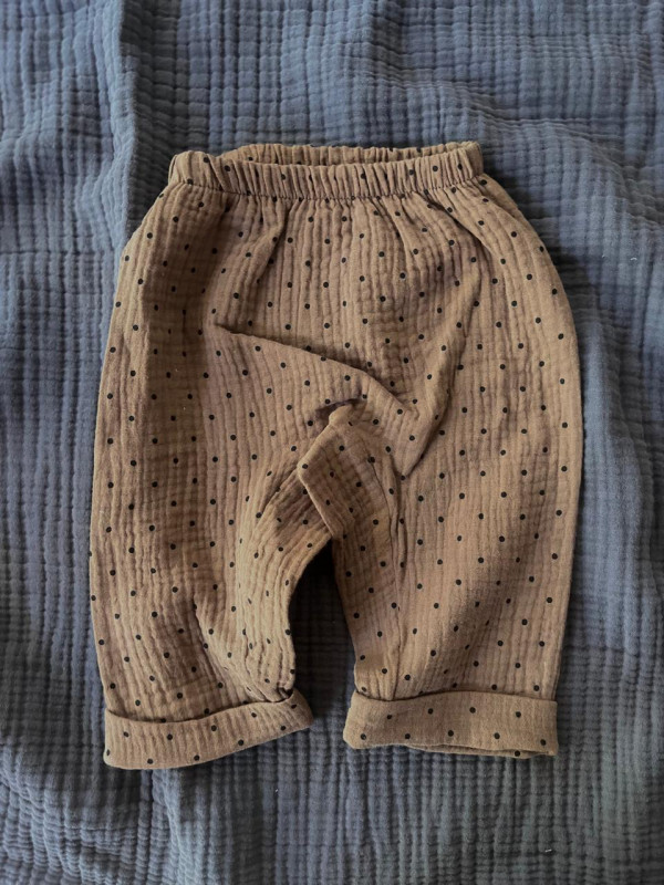 Штанишки из муслина жатка Шоколад горох