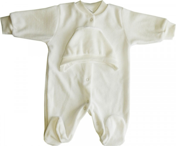 Комплект комбинезон+чепчик  Велюр Экрю