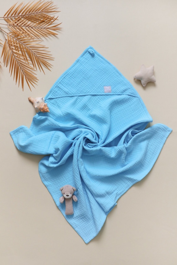 Муслиновый уголок для купания  Бирюзовый 95*95 см 