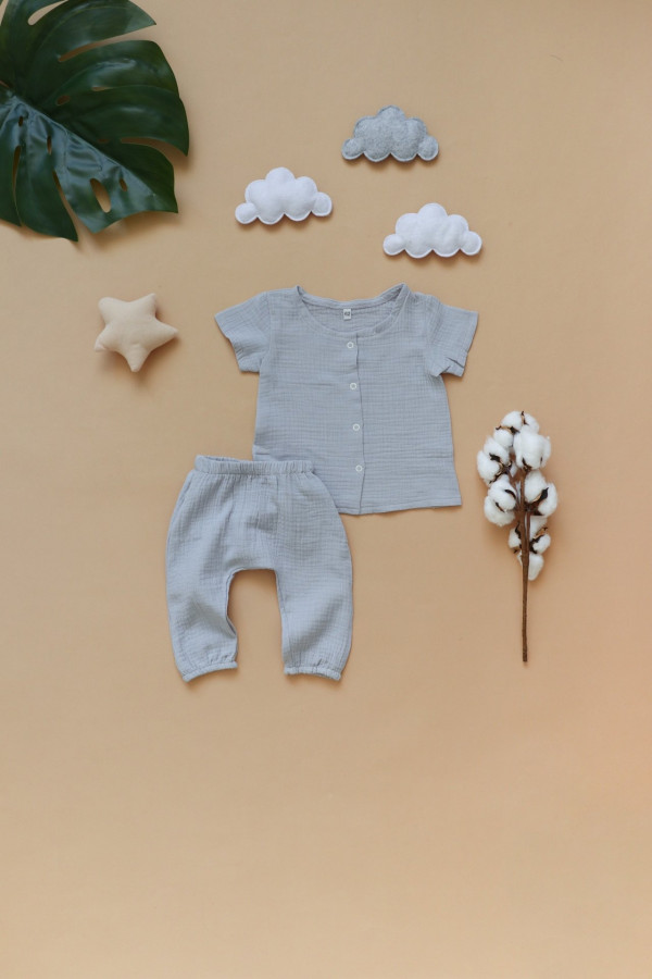Рубашка и штанишки из муслина Серый 