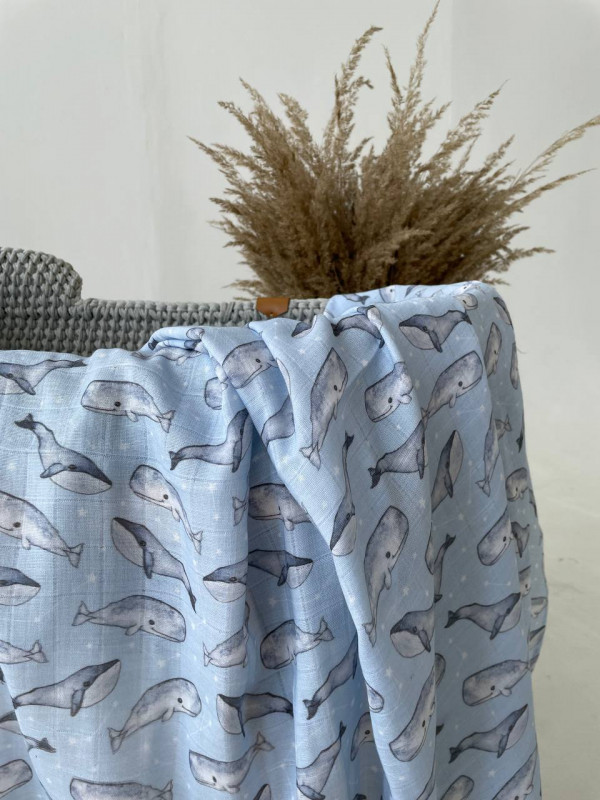 Пеленка Муслин 120х120 Дельфин