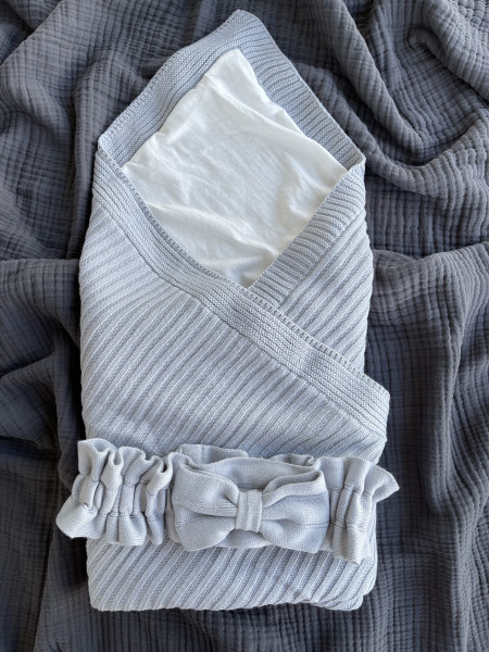 Конверт-одеяло Лапша с бантом Лето Серый 