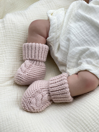 Пинетки коса из меринос-кашемира Пудровый 