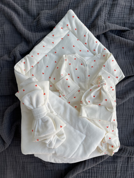 Комплект на выписку Молочно-красный 