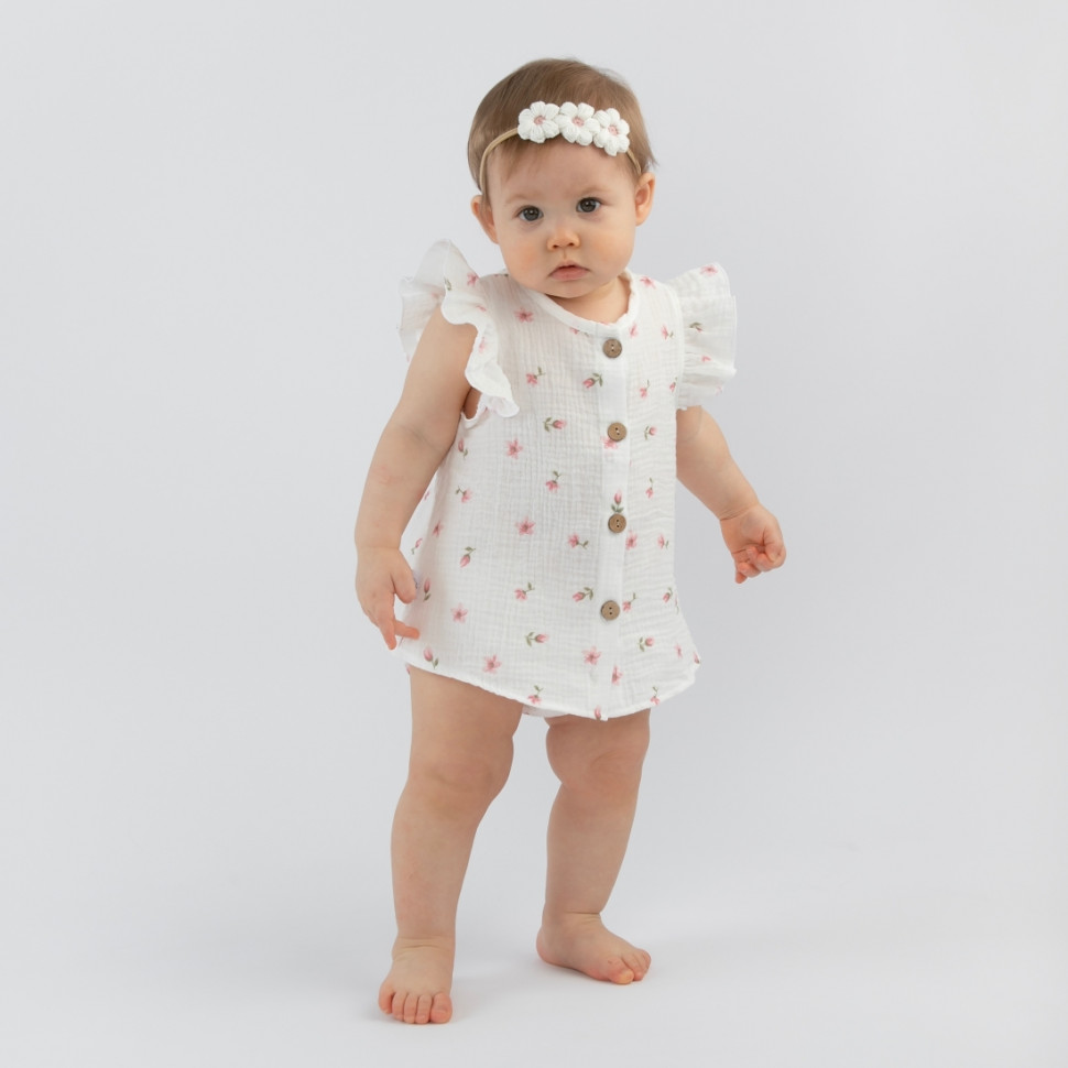 Комплект блузка+трусики "Муслин", тюльпанчики, лето Комплект блузка+трусики "Муслин", тюльпанчики, лето