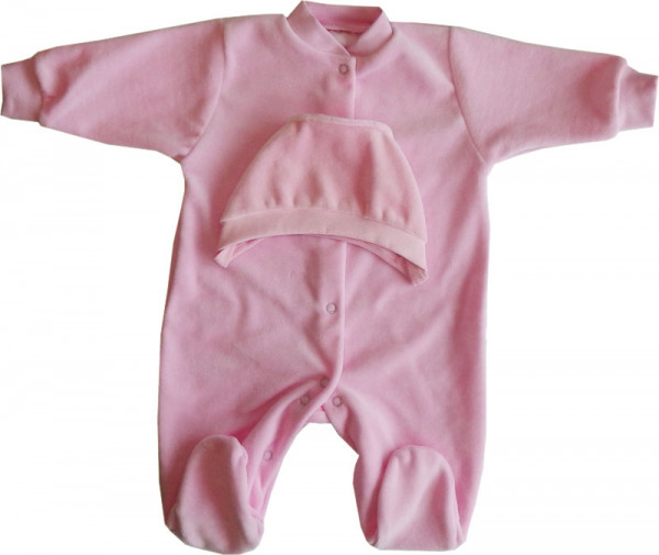 Комплект комбинезон+чепчик  Велюр Розовый