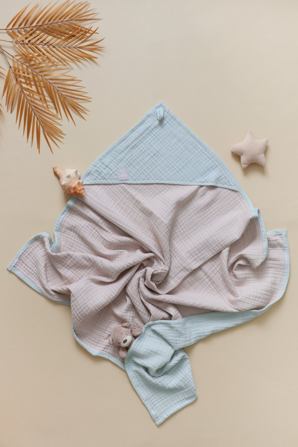 Муслиновый уголок для купания Мятно-Бежевый 95*95 см