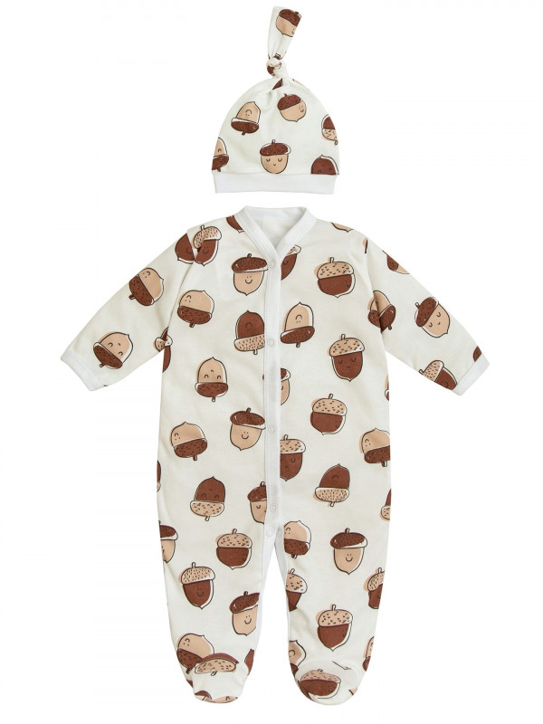 Комбинезон с закрытыми ручками с шапочкой Жёлуди