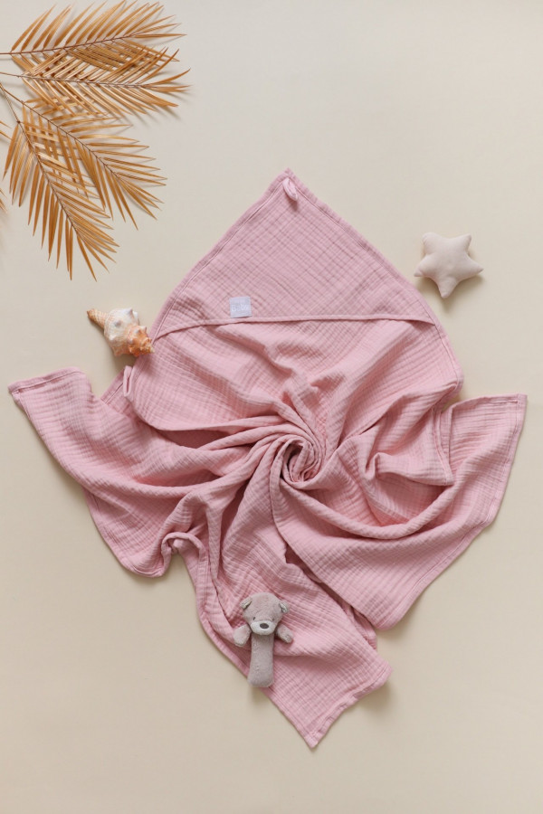 Муслиновый уголок для купания  Пудровый  95*95 см 