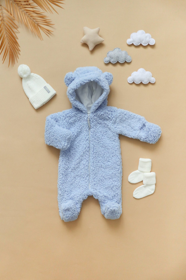  Комбинезон Мишка шерпа Голубой 