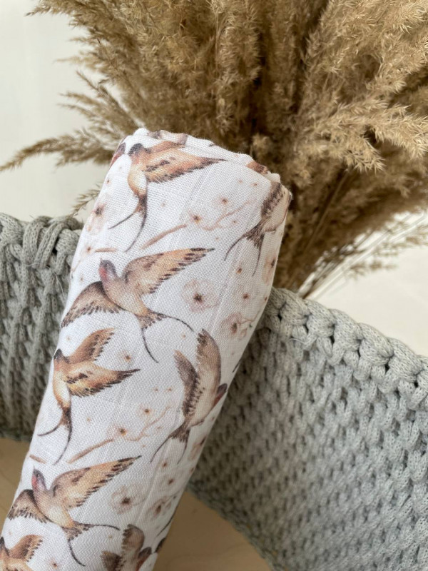 Пеленка Муслин 120х120 Ласточки