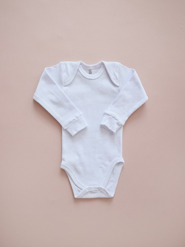 Боди с длинным рукавом (кашкорсе) белый