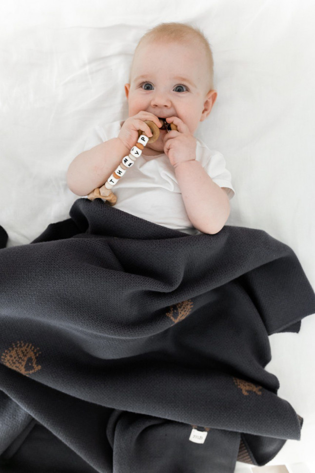  Плед ёжики из 100% органического хлопка 105*85см Антрацит 