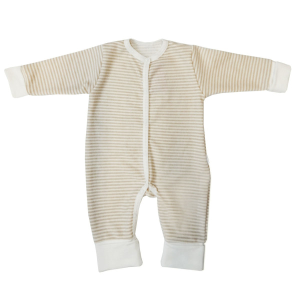 Комбинезон с манжетами селаник с начесом Бежевая полоска