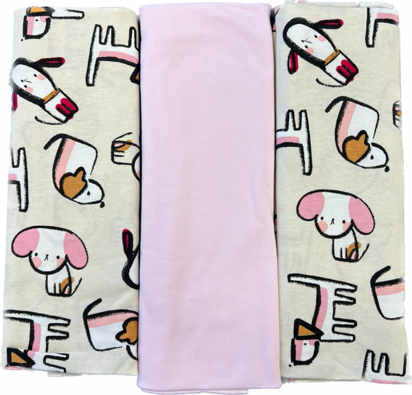 Пеленка кулирка 3 шт 120*90 см Собачка/розовый/ собачка