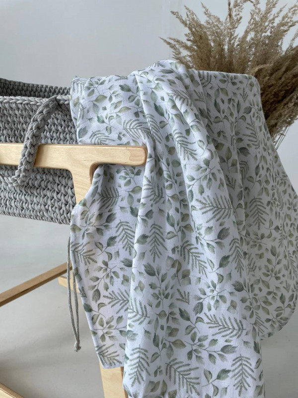 Пеленка Муслин 120х120 Листочки